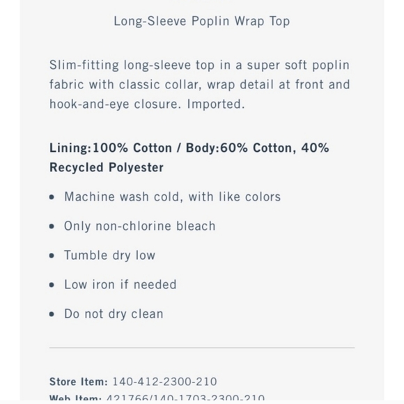 Abercrombie & Fitch Long Sleeve Poplin Wrap Top - Picture 6 of 6